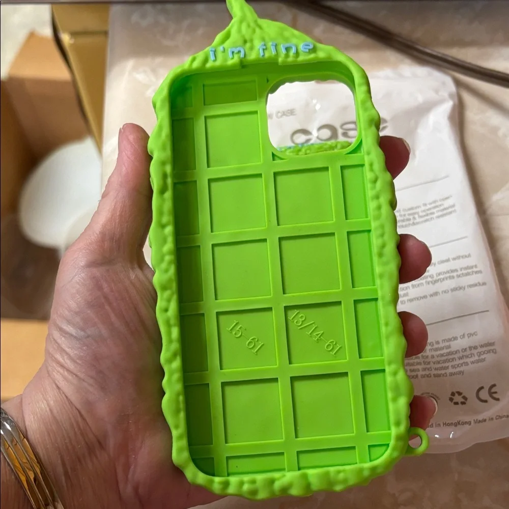 Green Monster Design Phone Case with Keychain